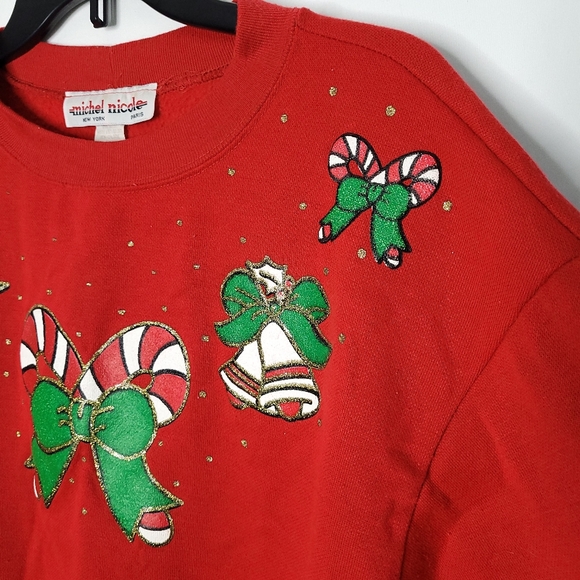 MICHEL NICOLE Vintage Women's Fleece Lined Christmas Sweatshirt Size 18 - Picture 5 of 14